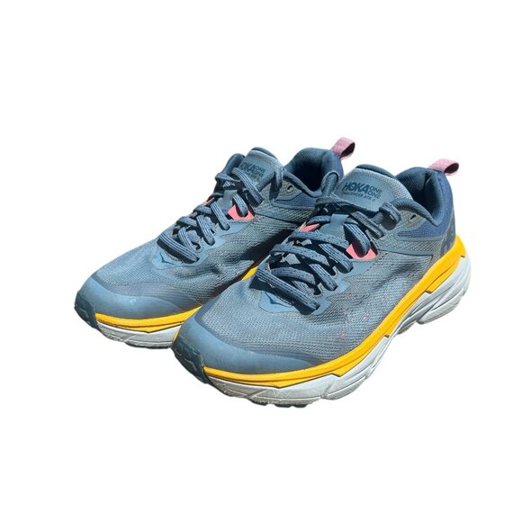 🏃‍♀️ HOKA Challenger ATR 6 Trail Runners Blue/Yellow Size 7B Excellent! ⚡️ - Picture 1 of 5